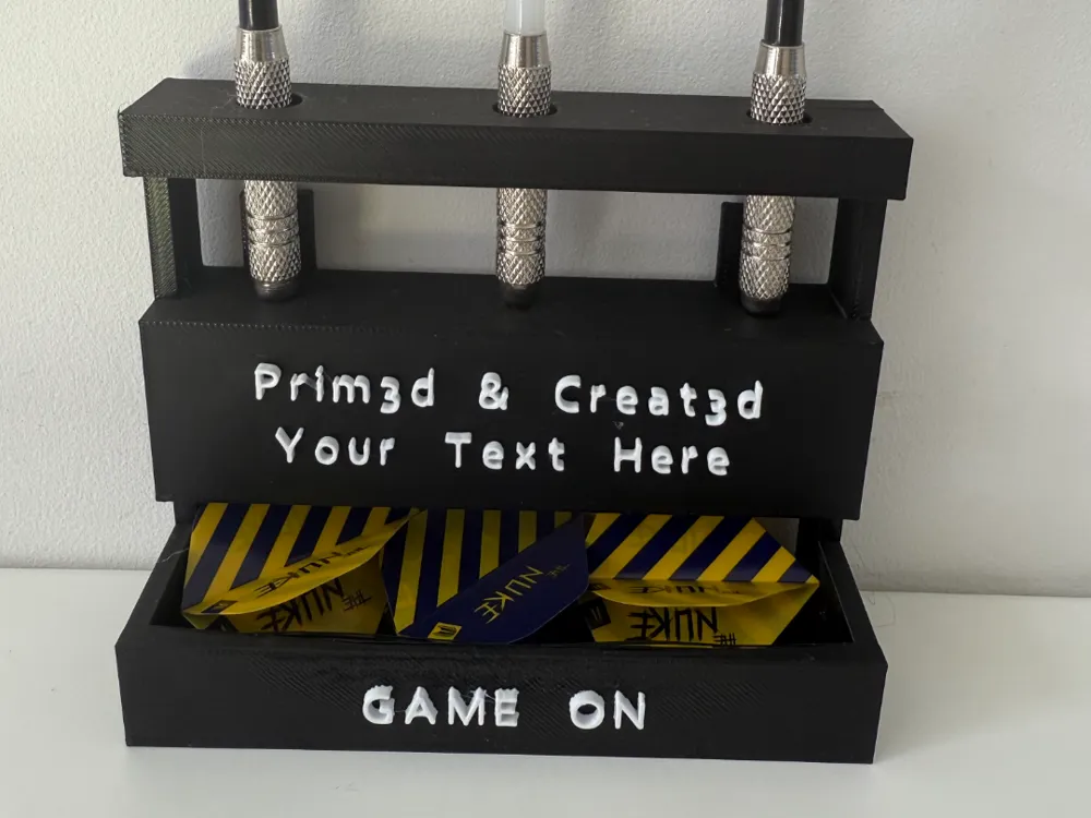 Dart Holder (X3)– Personalised Text Display Rack - Free 3D Print Model ...