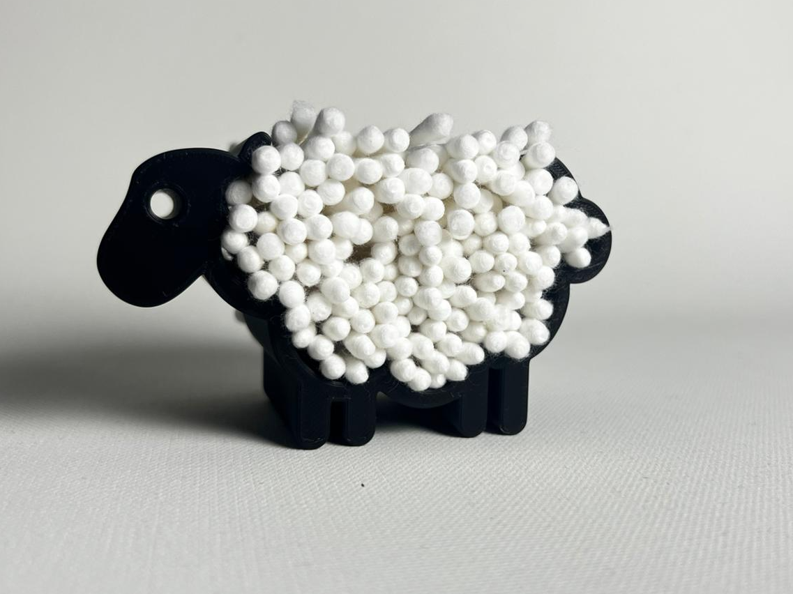 Fluffy Sheep - Cotton Swab & Q-Tip Holder