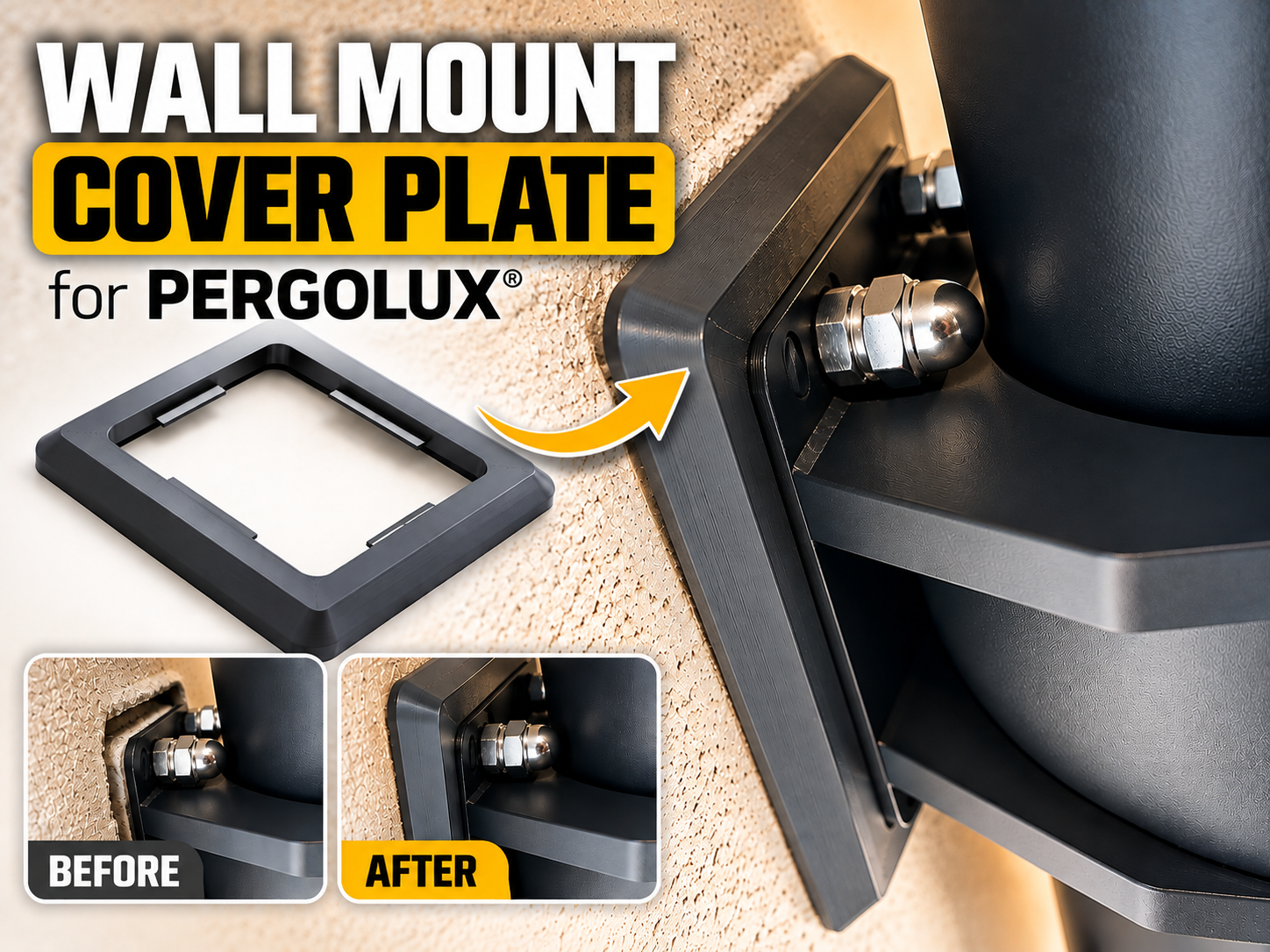 PERGOLUX Wall Mount Cover Plate –Clean Wall Cutout 3D model