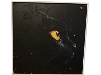 Black cat profile with frame - Hueforge