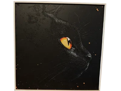 Black cat profile with frame - Hueforge