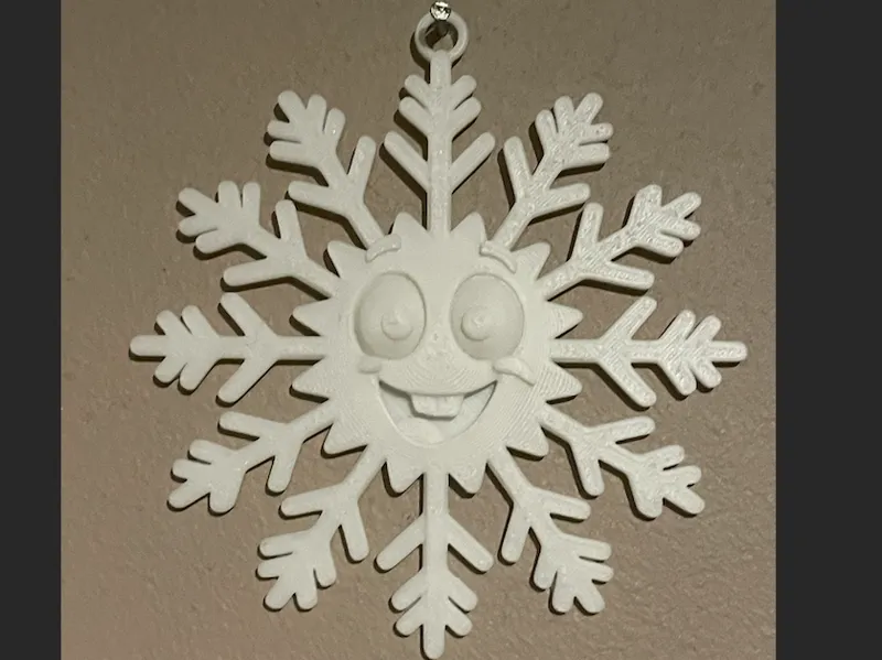 Smiling Snowflake Ornament 3D Kawaii Christmas