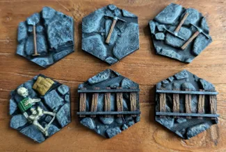 Maghex cave-cavern floor tiles with props