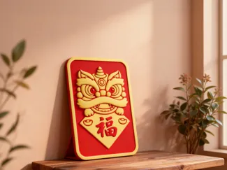 醒狮送福-2026马年新年装饰春节祝福摆件好运桌面摆件相框