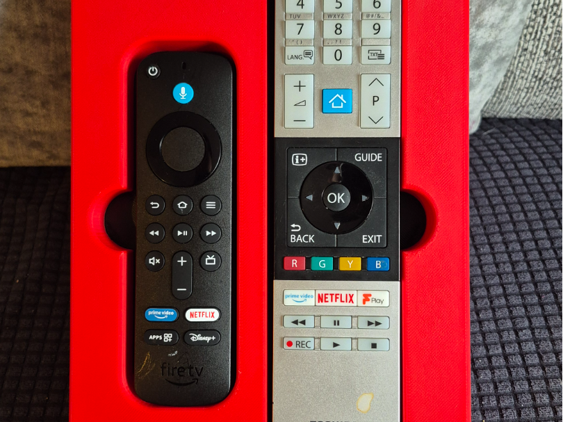 Firestick Remote and Toshiba TV Remote tray