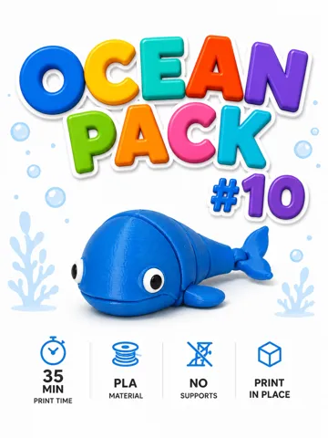 Letrero o emblema decorativo: Cute Whale – Ocean Pack #10 | Print-in-Place — vista de referencia 2