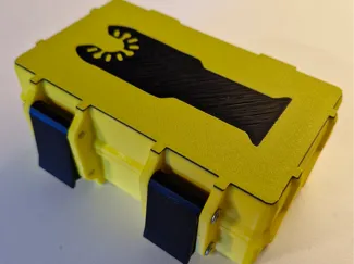 Oscillating blade box with emblem