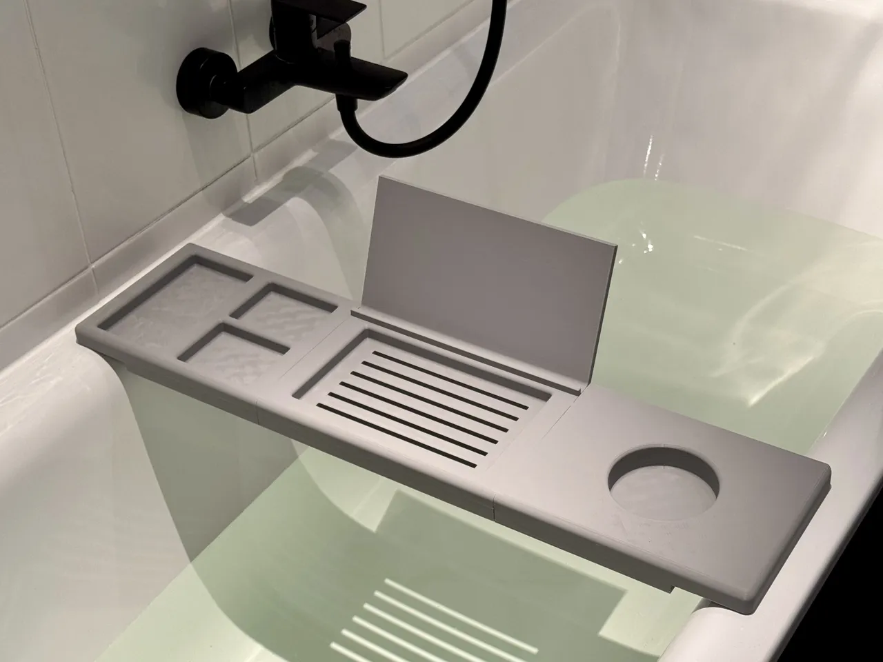 Bathtub Caddy 70 cm – Tablet Stand + Cup Holder view 3