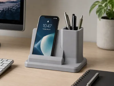 Minimalist Desk Organizer Phone Stand & Pen Holder