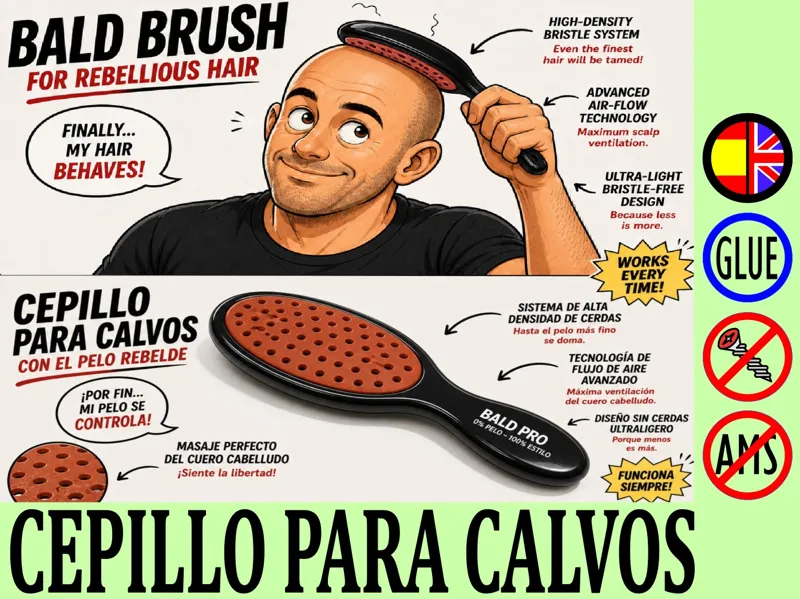 CEPILLO PARA CALVOS CON EL PELO RIZADO O REBELDE