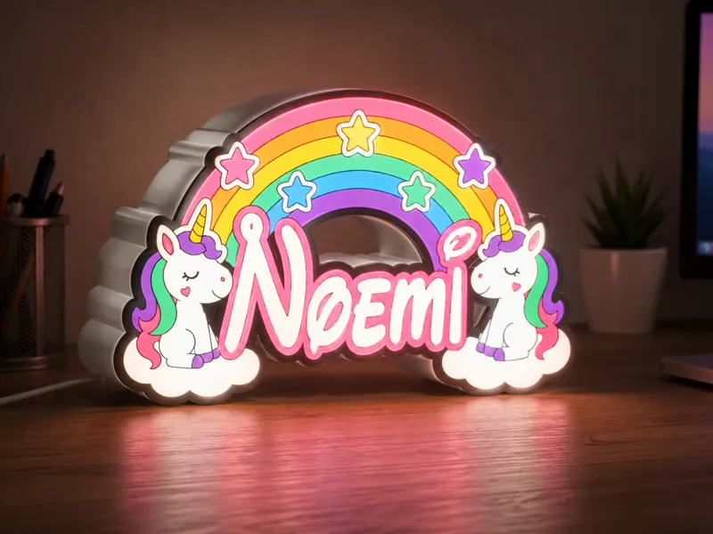 Insegna luminosa stile Disney con nome Noemi