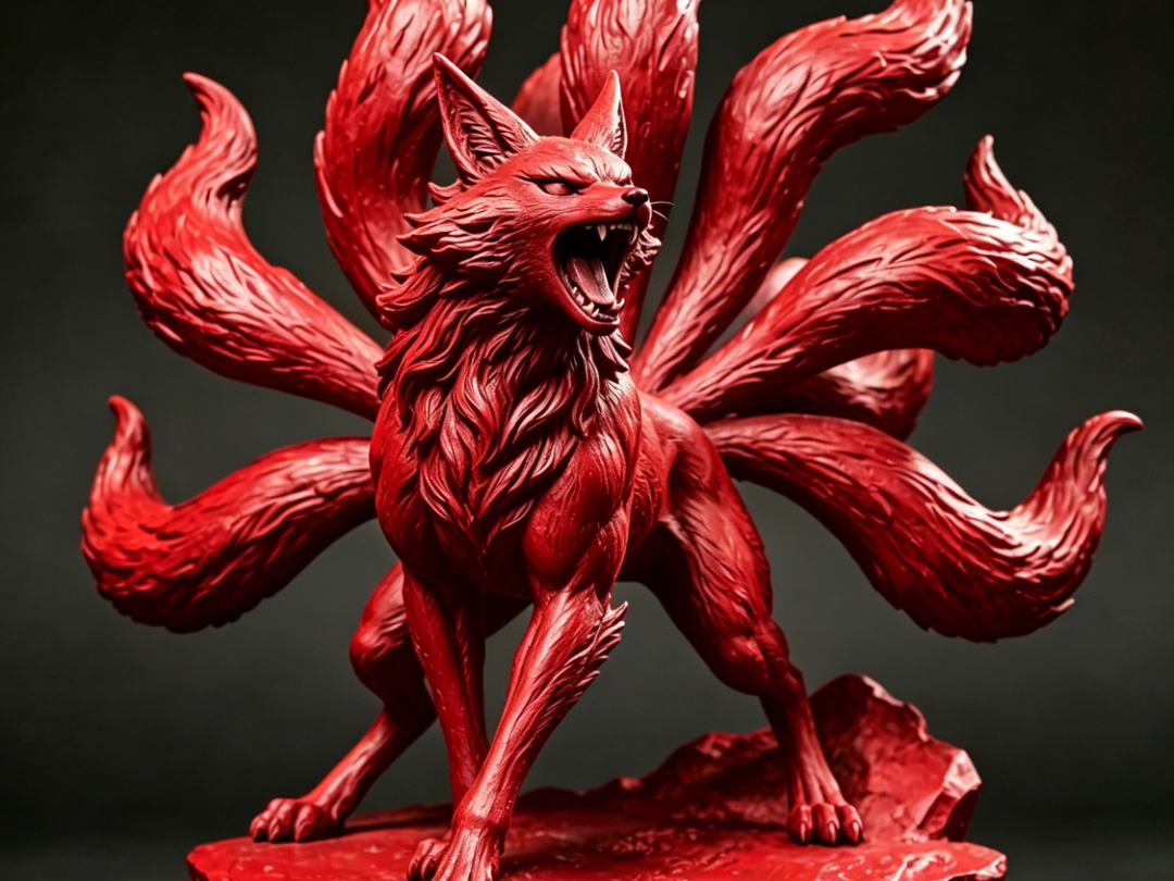 赤九尾狐【星乃坂キラリ工房☆】manmarun作アートドール 幻獣 神獣 蓄光 九尾狐3d print model download - MakerWorld