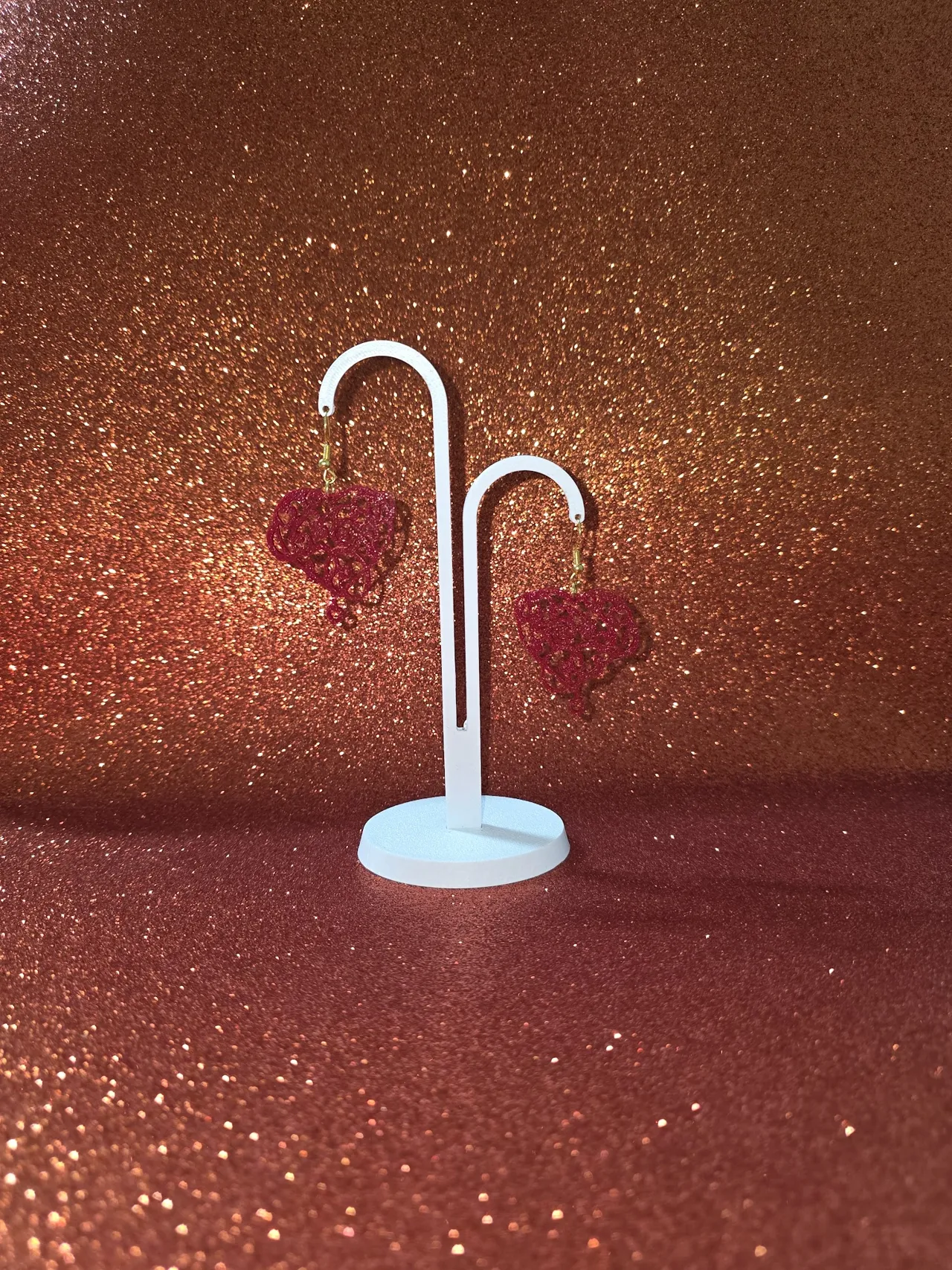 Cascade of hearts earrings view 3