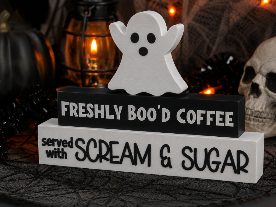 Freshly Boo'd Coffee – Halloween Tiered Shelf Sign