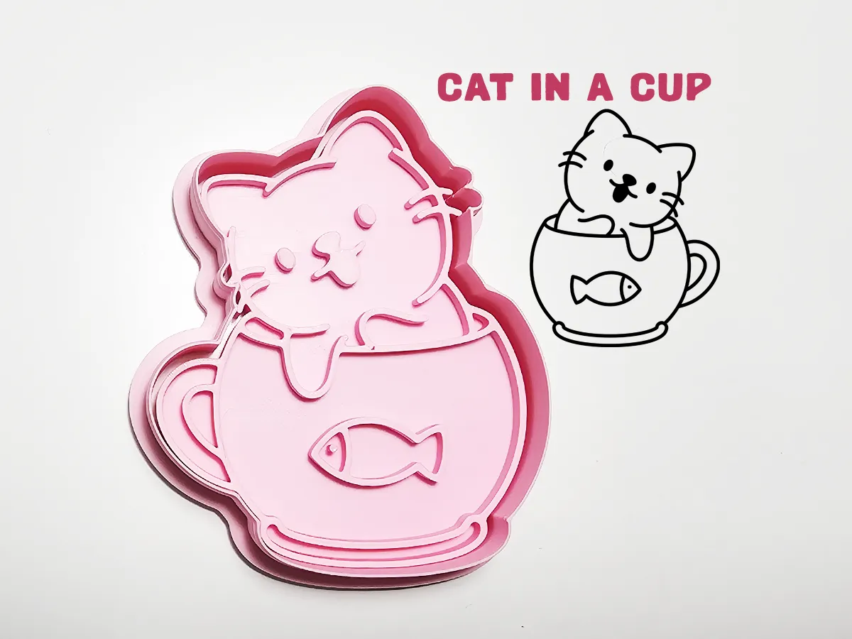 Emporte-pièce chat dans une tasse