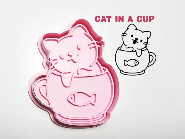 Emporte-pièce chat dans une tasse
