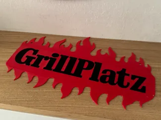 Grillplatz Schild mit Flammen