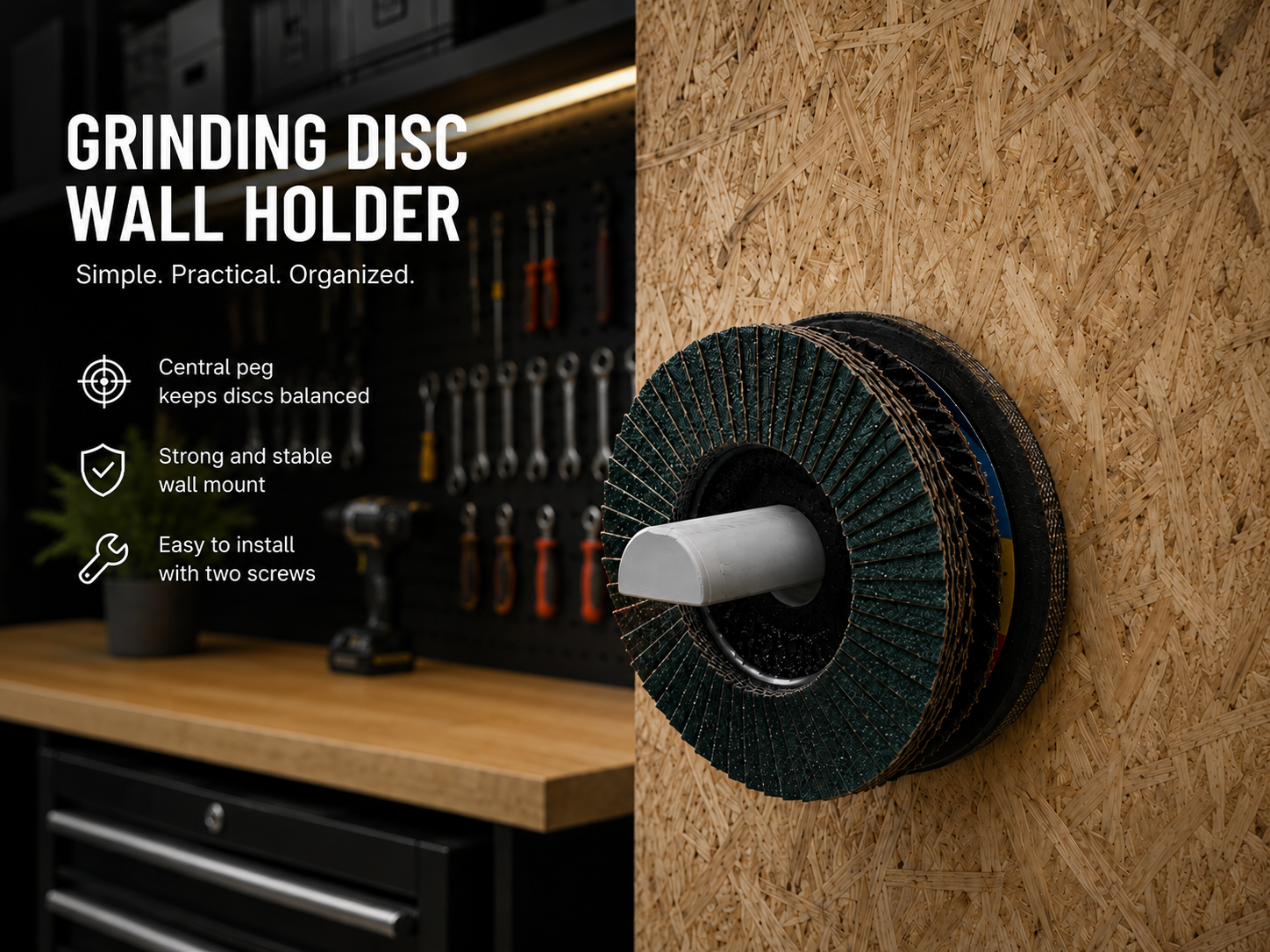 Angle Grinder Disc Wall Holder Workshop Organizer