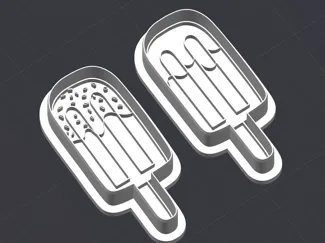 Popsicle Ice Cream Cookie Cutter And Fondant Stamp