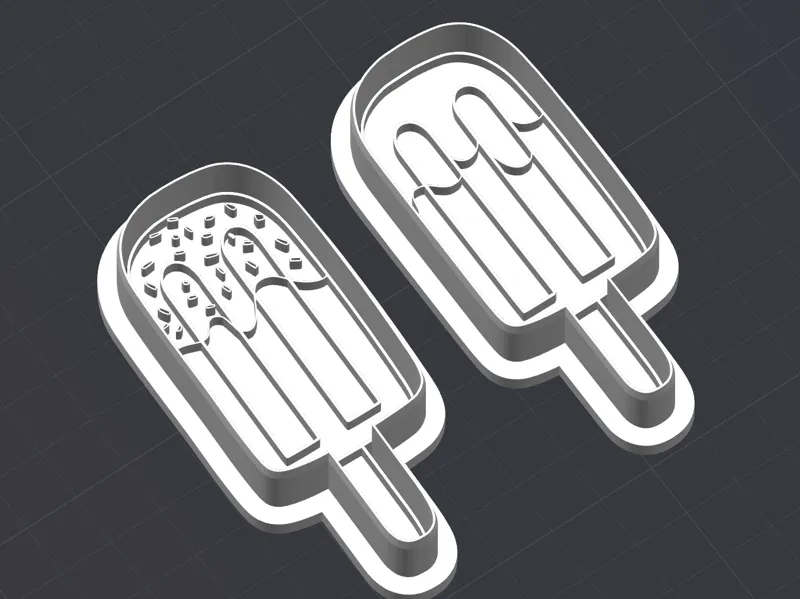 Popsicle Ice Cream Cookie Cutter And Fondant Stamp