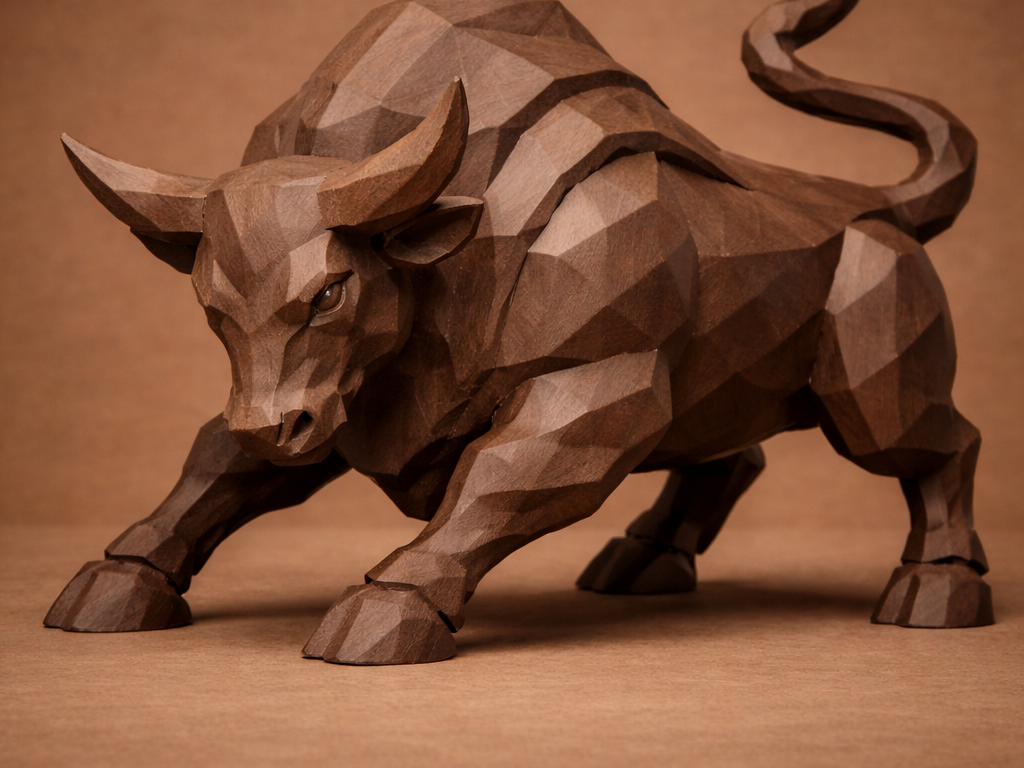 Low Poly Bull – Black Walnut PLA Wood