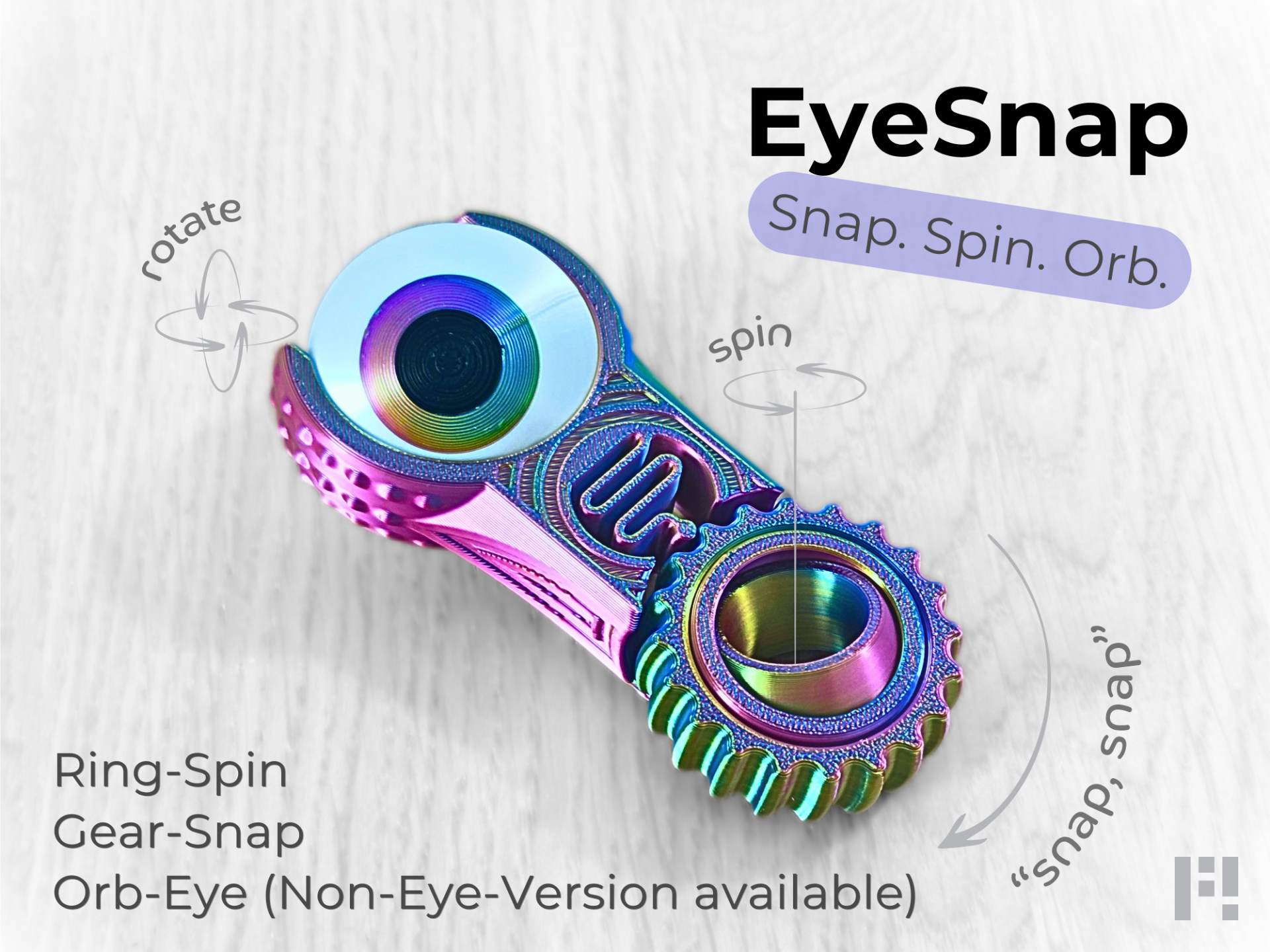 EyeSnap Fidget - Snap Spin Orb (Snap-Fit, no AMS) 3D model