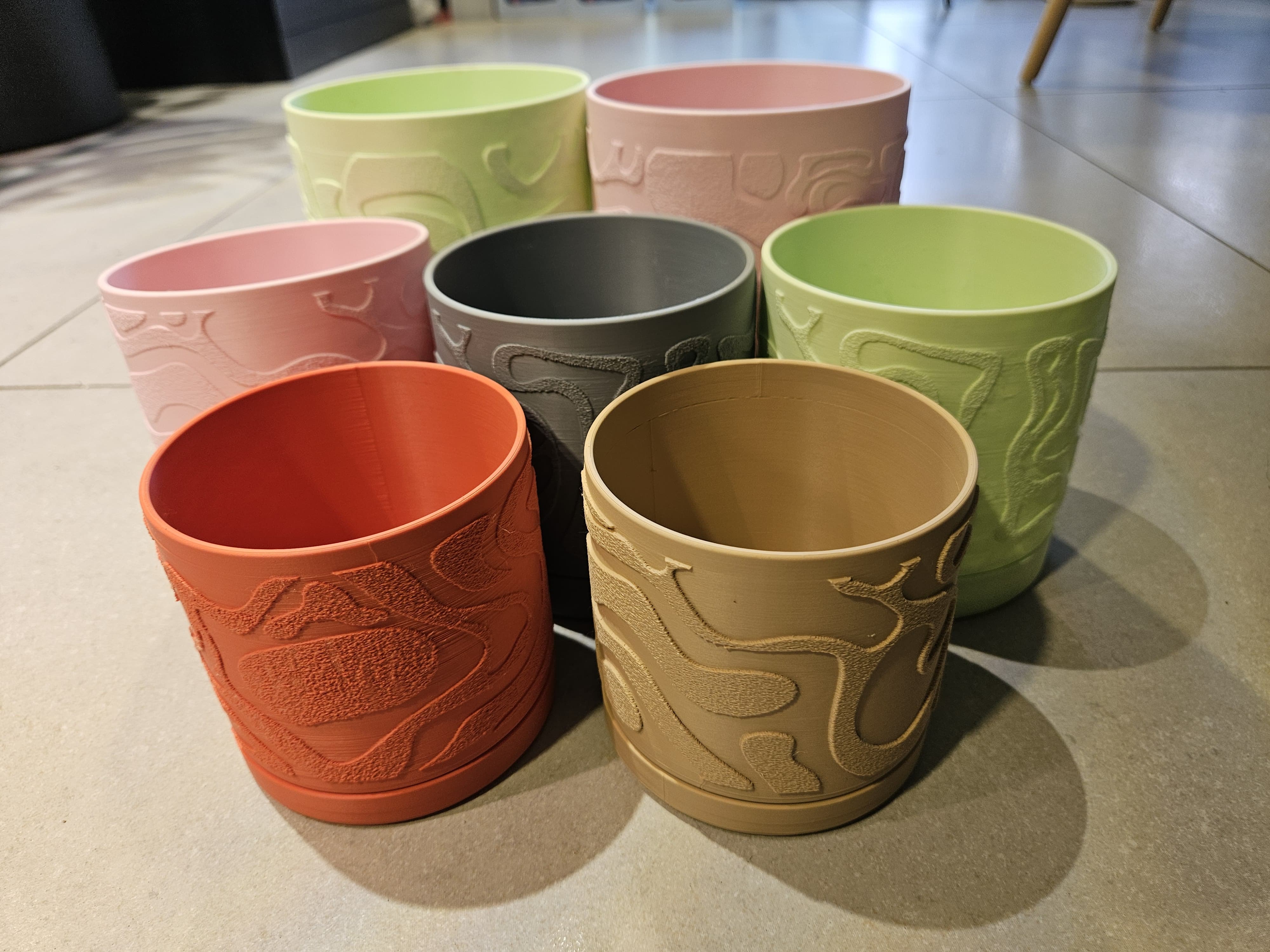 Miniatura 3 do modelo 3D Fuzzy Liquid Pattern Planter + Plate - 3 Sizes!