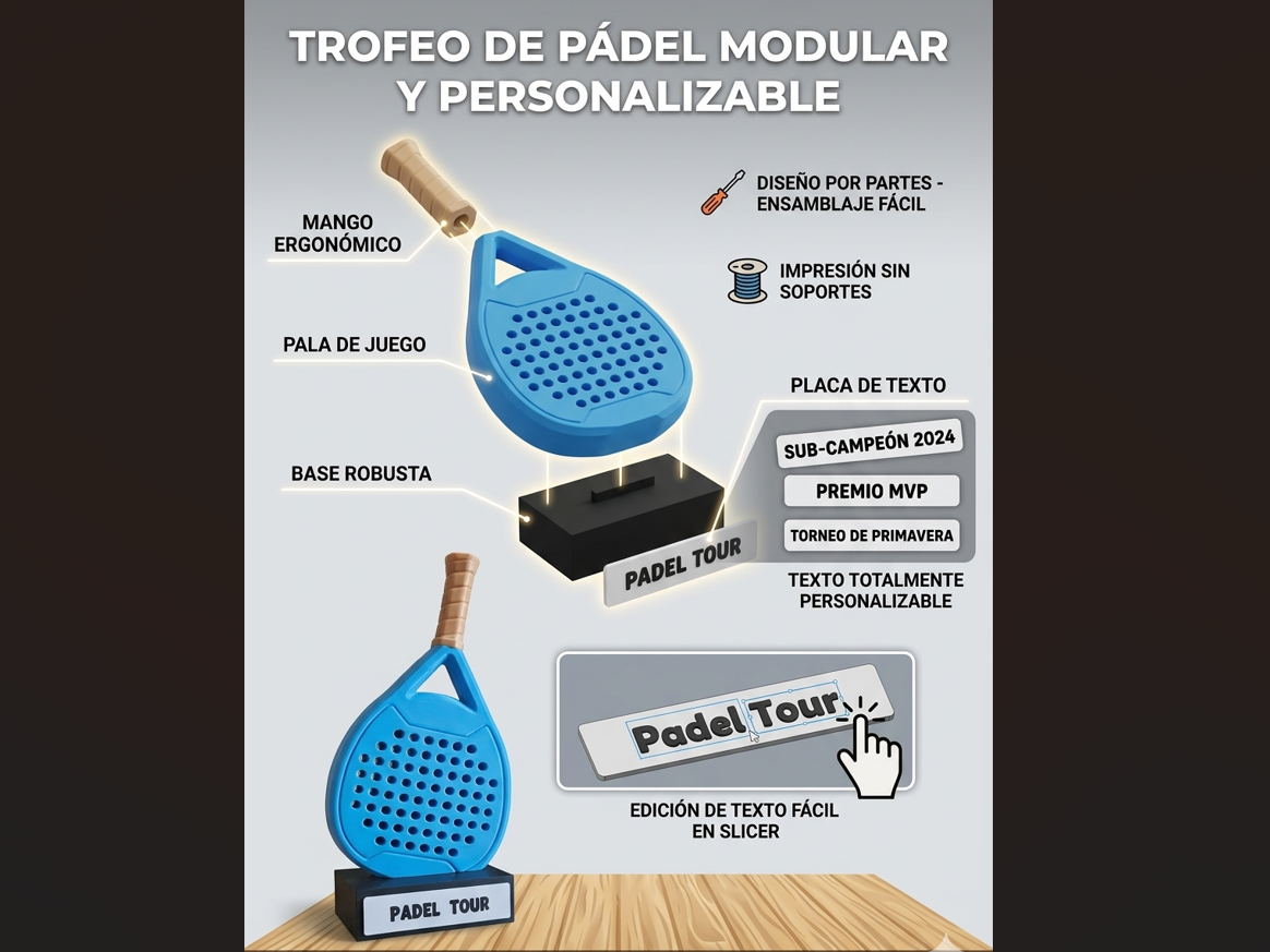 Trofeo Pádel Personalizable - Modular sin Soportes