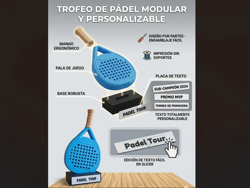 Trofeo Pádel Personalizable - Modular sin Soportes