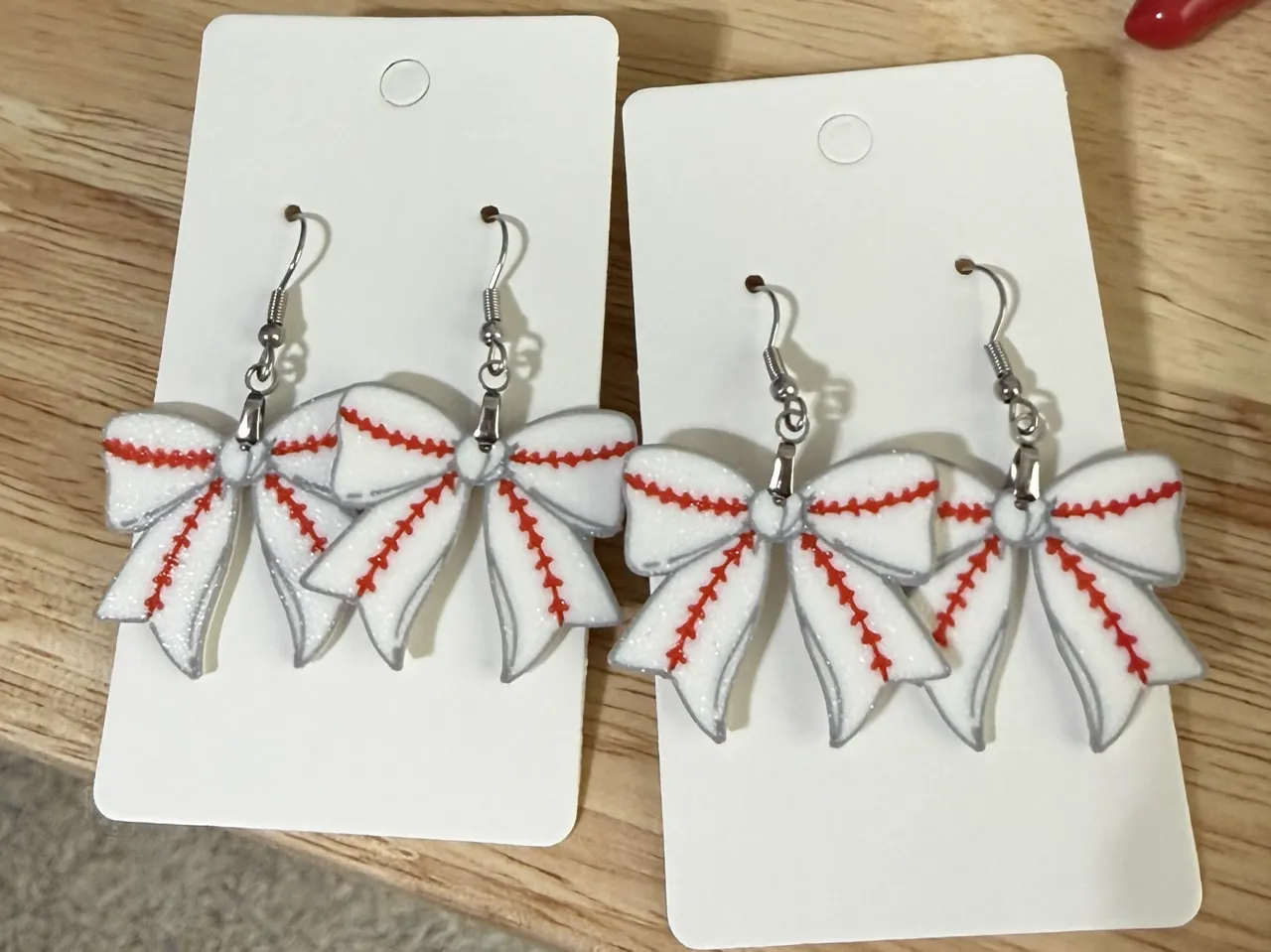 Baseball or Softball Bow Earrings view 3