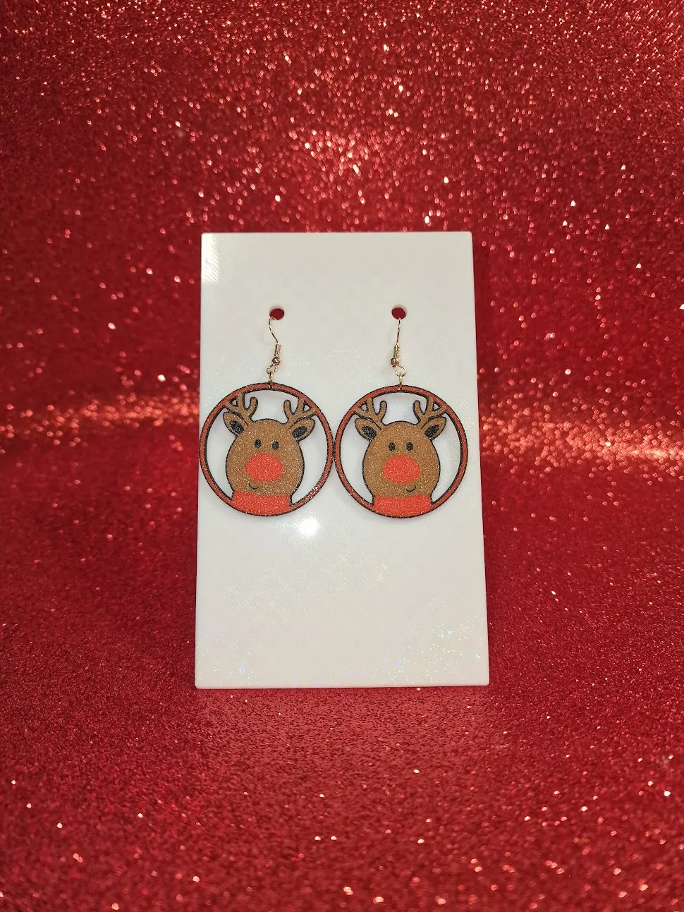 Cute Christmas reindeer earrings view 2