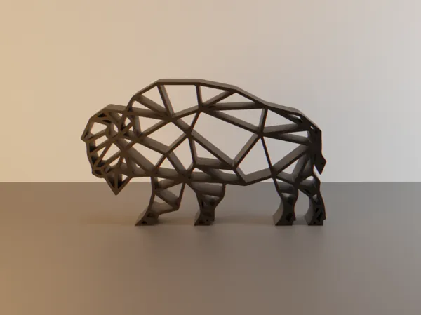 Bison / Buffle géométrique low poly