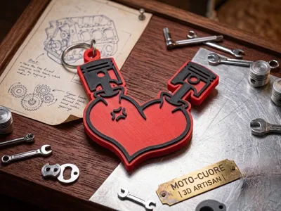 Piston Heart Keychain