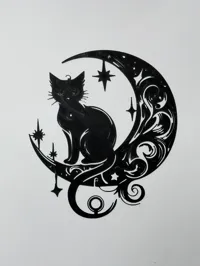 Silhouette de chat sur la lune (décoration murale) — photo 3