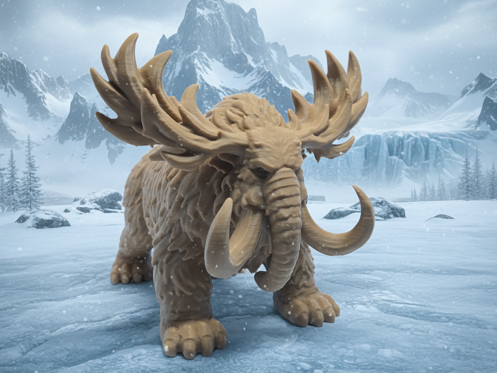 Antlered Mammoth Beast - Fantasy Mammoth Figurine