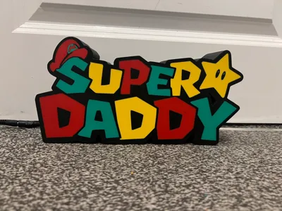 Super Daddy as Super Mario Logo Light box