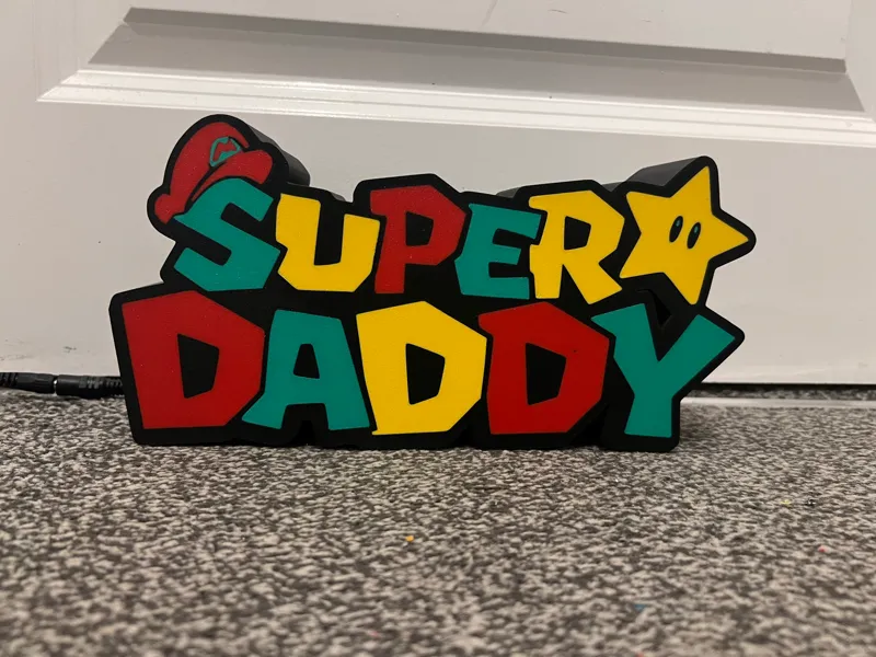 Super Daddy as Super Mario Logo Light box
