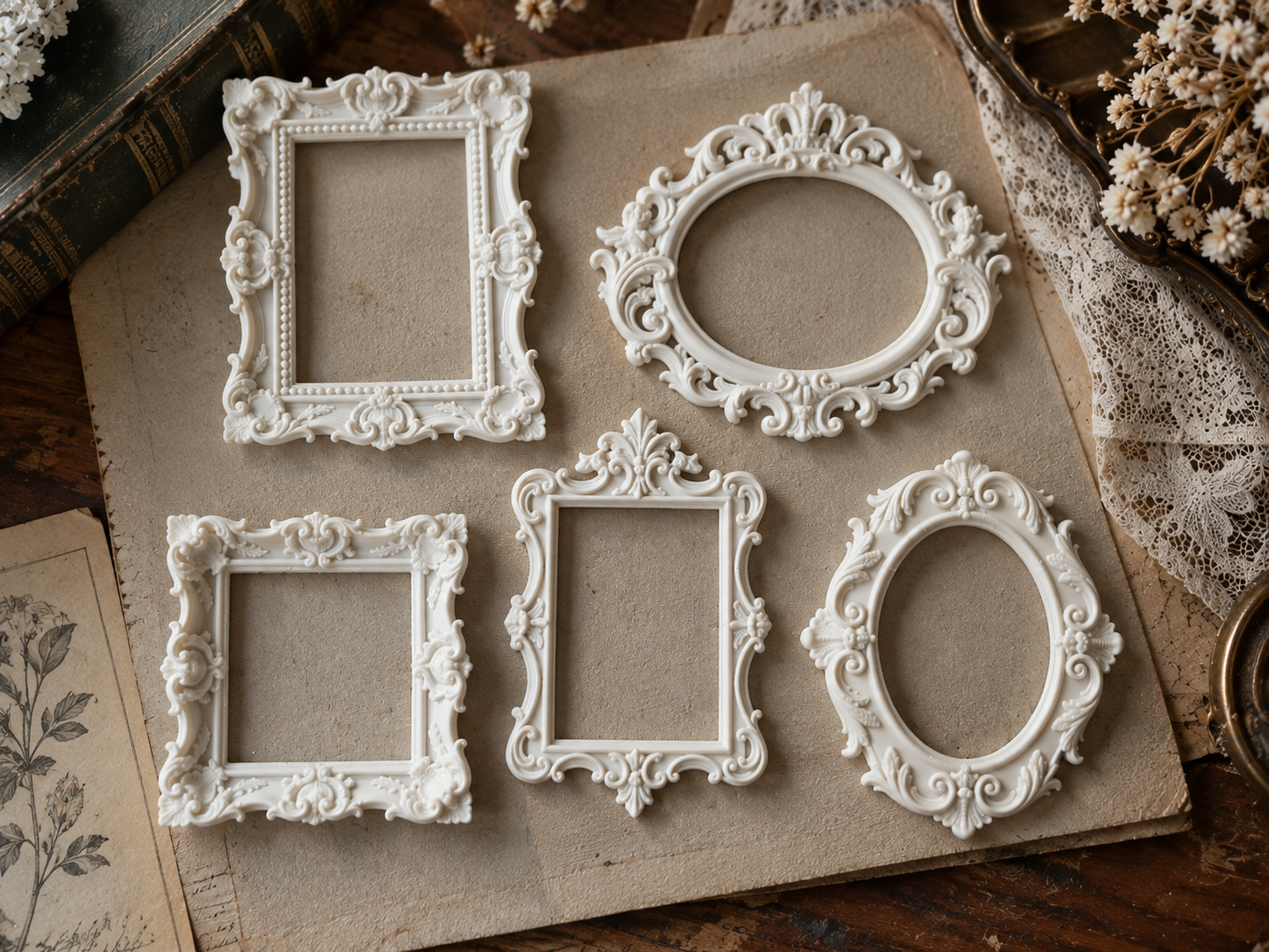 Baroque Miniature Picture Frames - Set of 5 - 1
