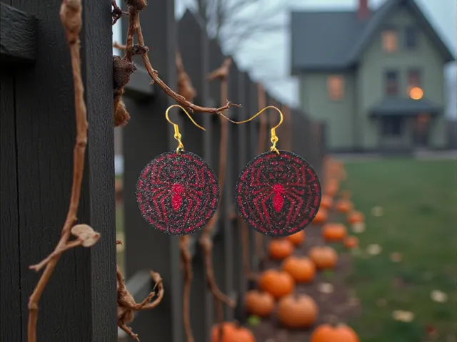 Spider on a round earrings