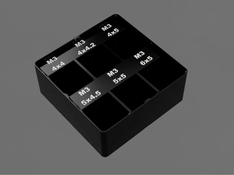 Gridfinity M3 Heat inserts assortment bin 2x2