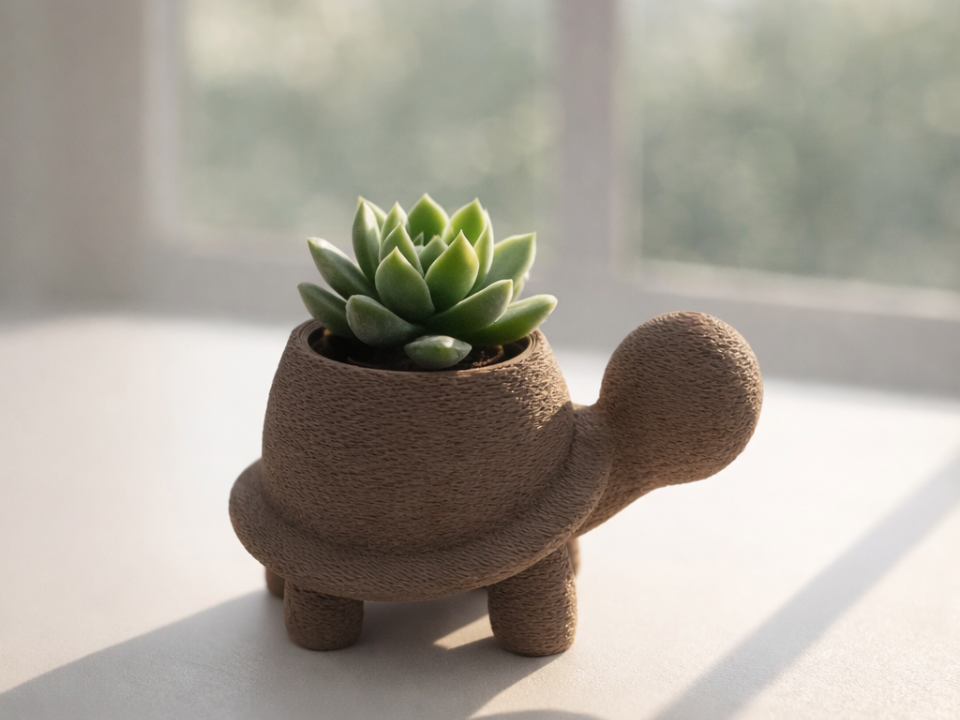 Turtle Planter – Cozy Fuzzy Style Pot