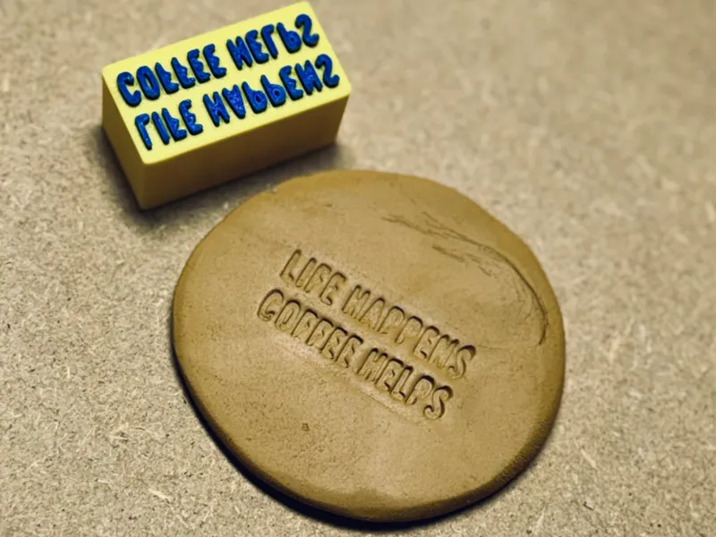 Stempel "Life happens coffee helps"