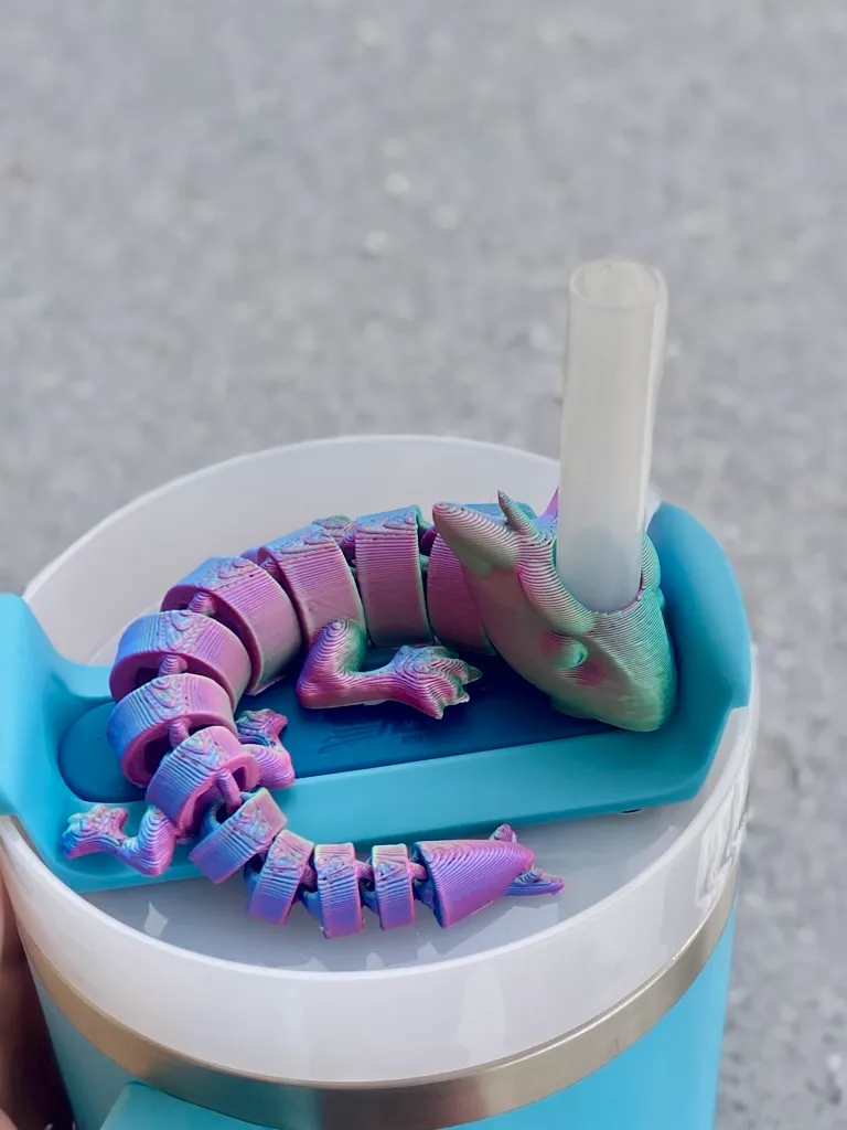 Articulated Flexi Dragon Straw Topper view 2