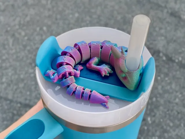 Articulated Flexi Dragon Straw Topper