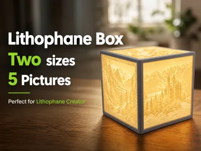 Lithophane Box 5 Pictures - Two Sizes