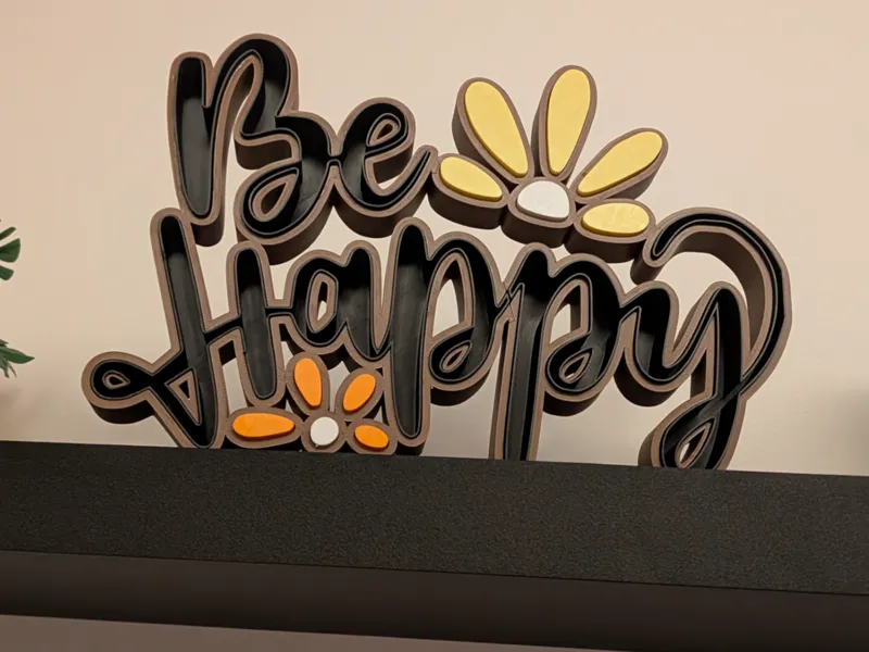 Scritta Be Happy multicolor no ams