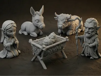Chibi Christmas Elf Nativity Scene to decorate your home