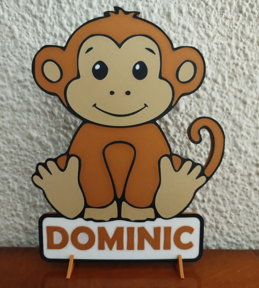 Simple Monkey Sign DECORATIVE MONKEY SIGN WITH BRACKETS (EDITABLE) by Blackky98 MakerWorld ...