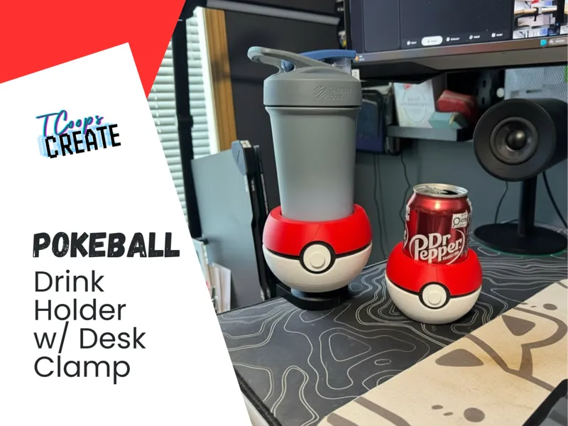 PokeBall Drink and Snack Holder w/ Desk Clamp