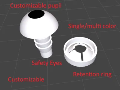 Customizable safety eyes with retention ring